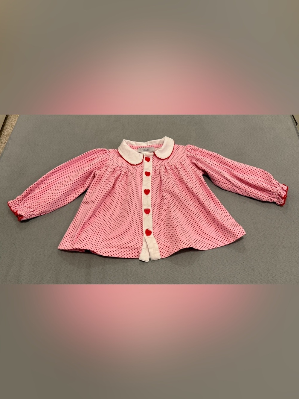 Pink Polka Dot Heart-Button Girls Top